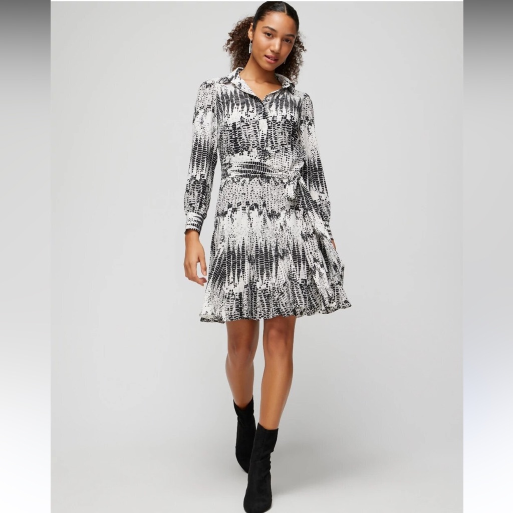 Whbm Long Sleeve Shirt Dress